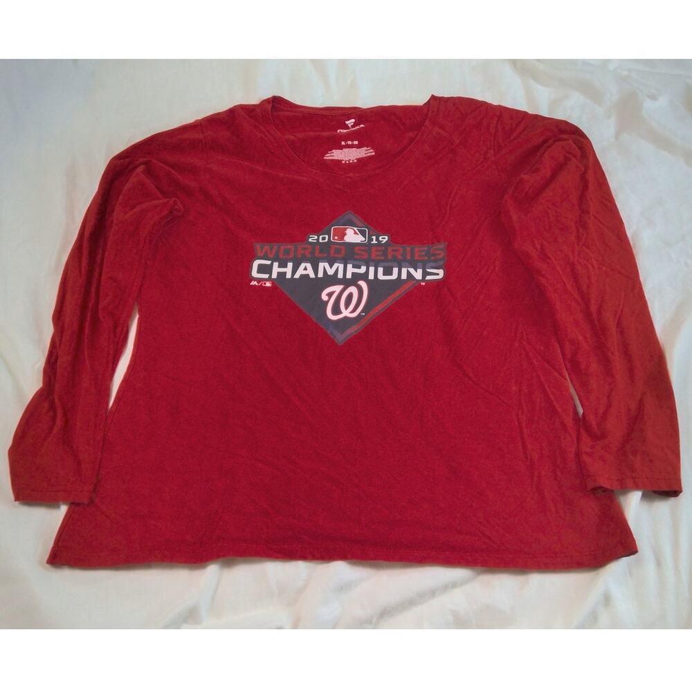 Fanatics Washington Nationals World Series Champs Long Sleeve Shirt Red XL MLB